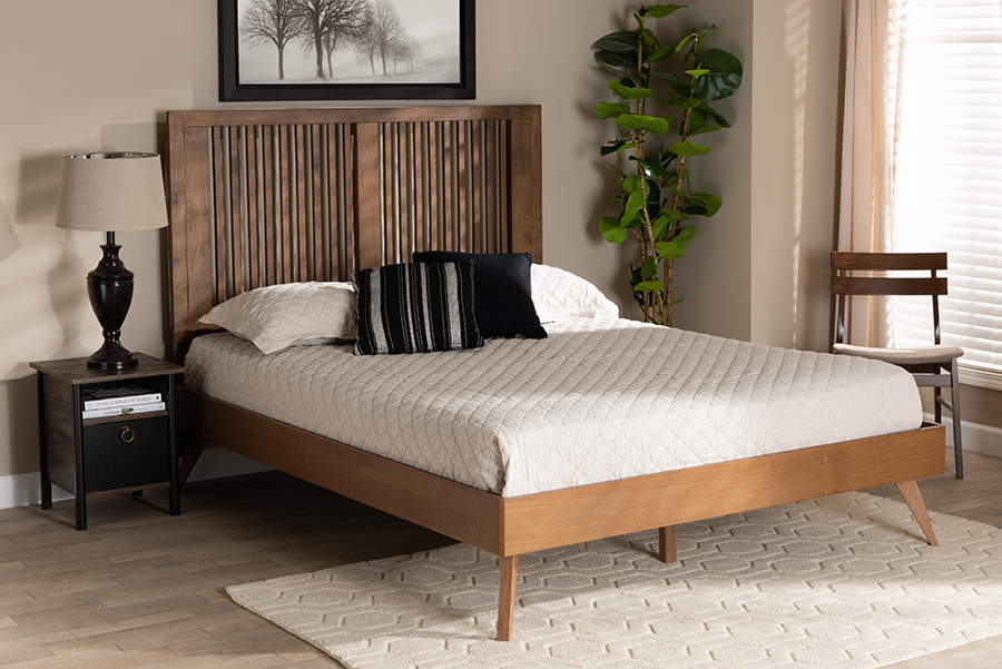 Takeo-Ash Walnut-King Baxton Studio Takeo Mid-Century Modern Transitional Ash Walnut Finished Wood King Size Platform Bed