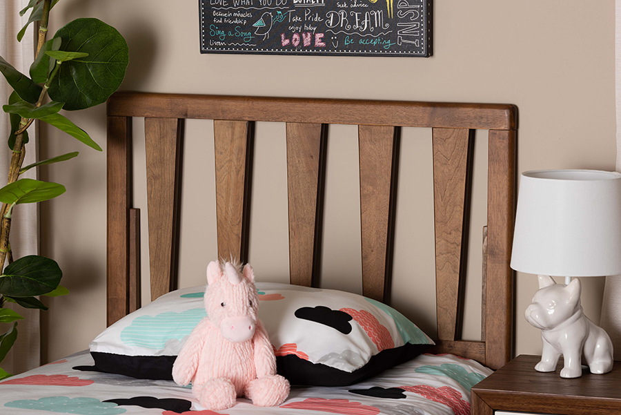 MG9728-Ash Walnut-HB-Twin Baxton Studio Duncan Modern & Contemporary Ash Walnut Finished Wood Headboard - Twin Size