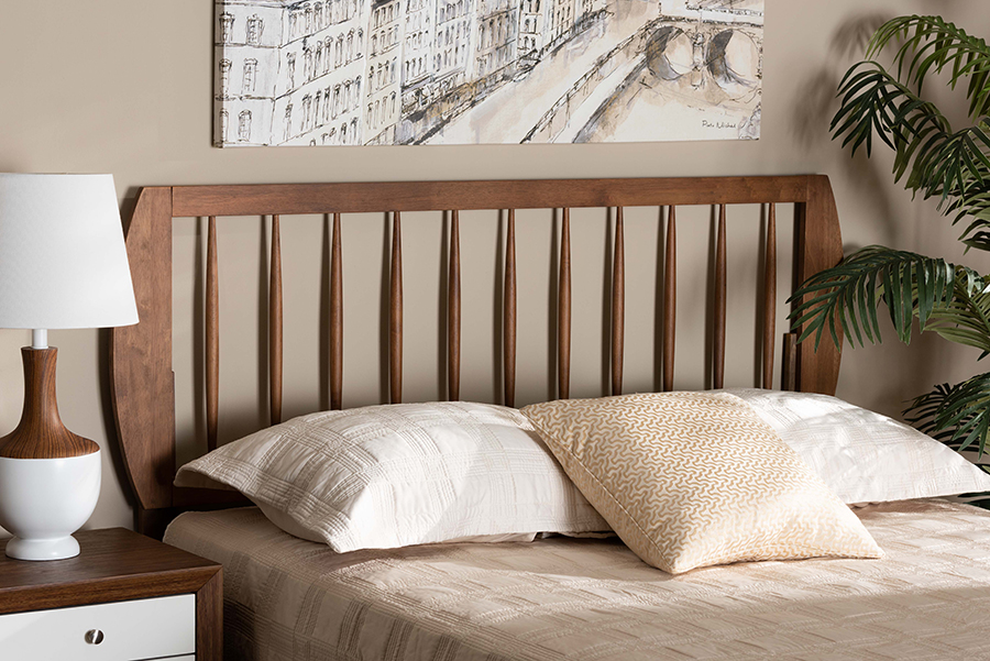 MG9737-Ash Walnut-HB-King Baxton Studio Norman Modern & Contemporary Transitional Ash Walnut Finished Wood Headboard - King Size