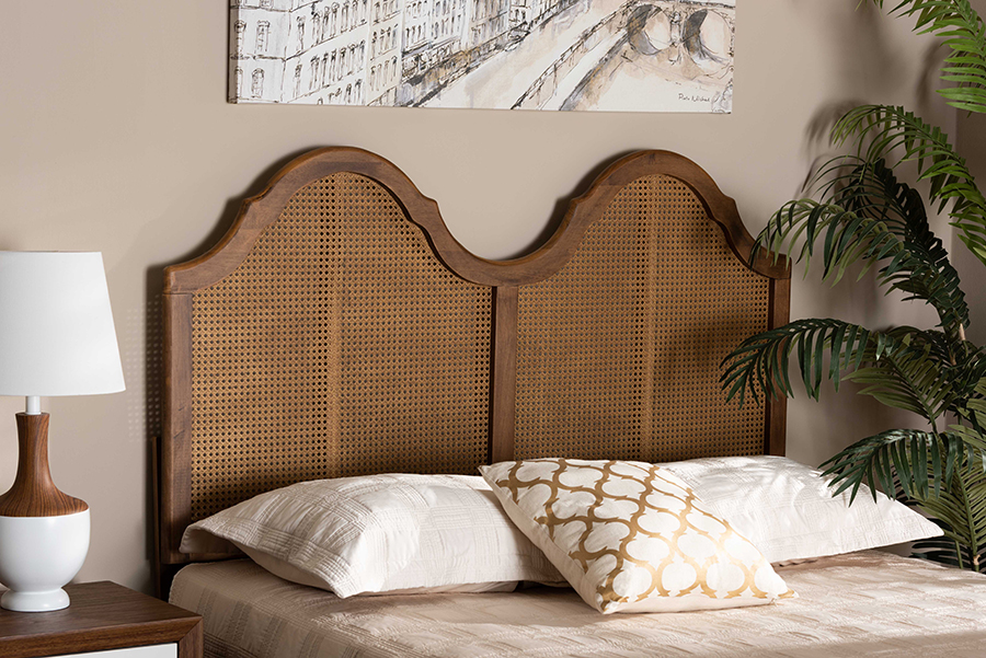 MG9739-1-Ash Walnut Rattan-HB-Full Hazel Vintage Classic & Traditional Arched Headboard, Ash Walnut - Full Size