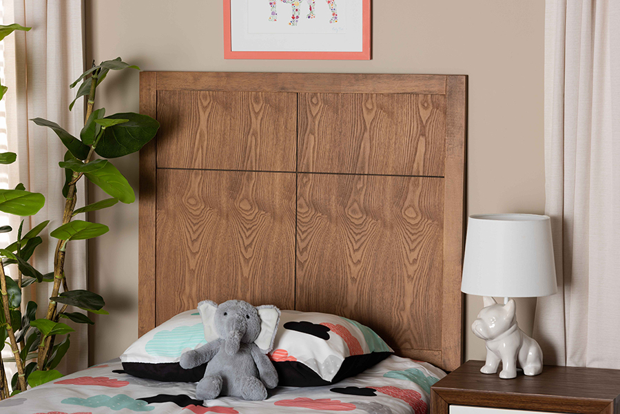 MG9746-Ash Walnut-HB-Twin Baxton Studio Monroe Modern Transitional & Rustic Ash Walnut Finished Wood Headboard - Twin Size