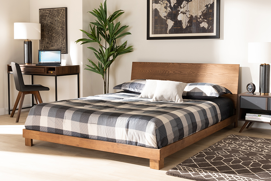 MG-0050-Ash Walnut-King Baxton Studio Haines Modern & Contemporary Walnut Brown Finished Wood King Size Platform Bed -  193271159437