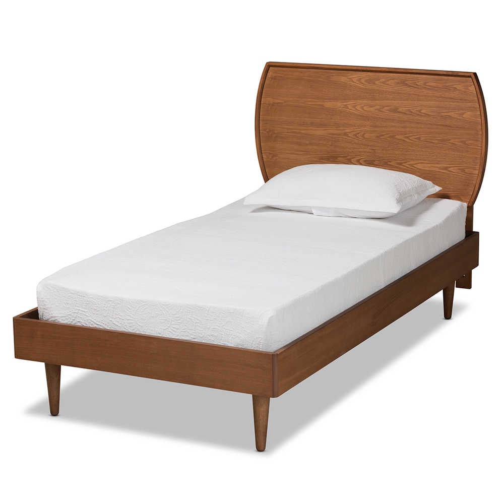 Yori-Ash Walnut-Twin Baxton Studio Yori Mid-Century Modern Wood Platform Bed, Walnut Brown - Twin Size