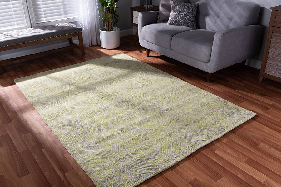 Leora-Lime-Silver-Rug Baxton Studio Leora Modern & Contemporary Hand-Tufted Viscose Blend Area Rug, Lime Green & Silver