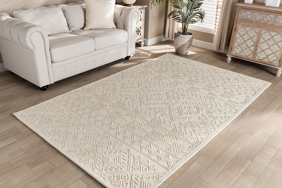 Linwood-Ivory-Rug Baxton Studio Linwood Modern & Contemporary Hand-Tufted Wool Area Rug, Ivory
