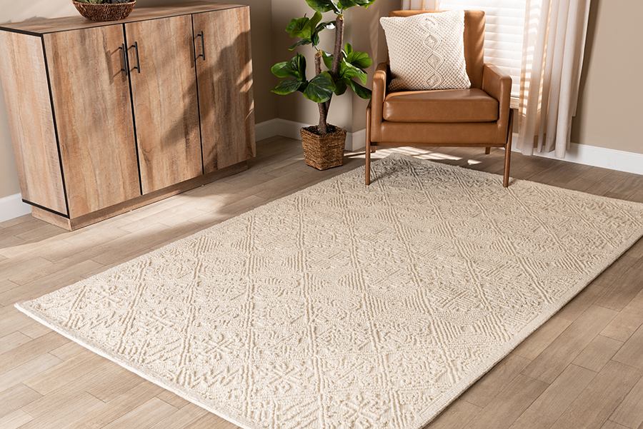 Meltem-Ivory-Rug Baxton Studio Meltem Modern & Contemporary Handwoven Wool Area Rug, Ivory