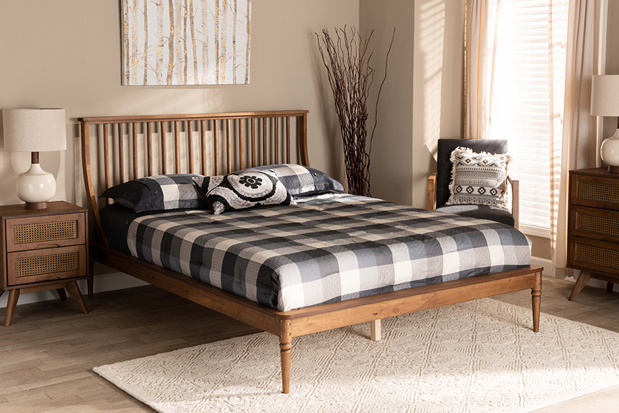 MG0064-Walnut-King Abel Classic & Traditional Transitional Walnut Brown Finished Wood King Size Platform Bed