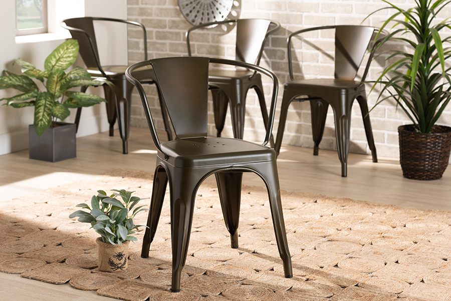 AY-MC02-Gun Metal-DC Ryland Modern Industrial Metal Dining Chair Set, Gunmetal - 4 Piece -  Baxton Studio, 193271215188