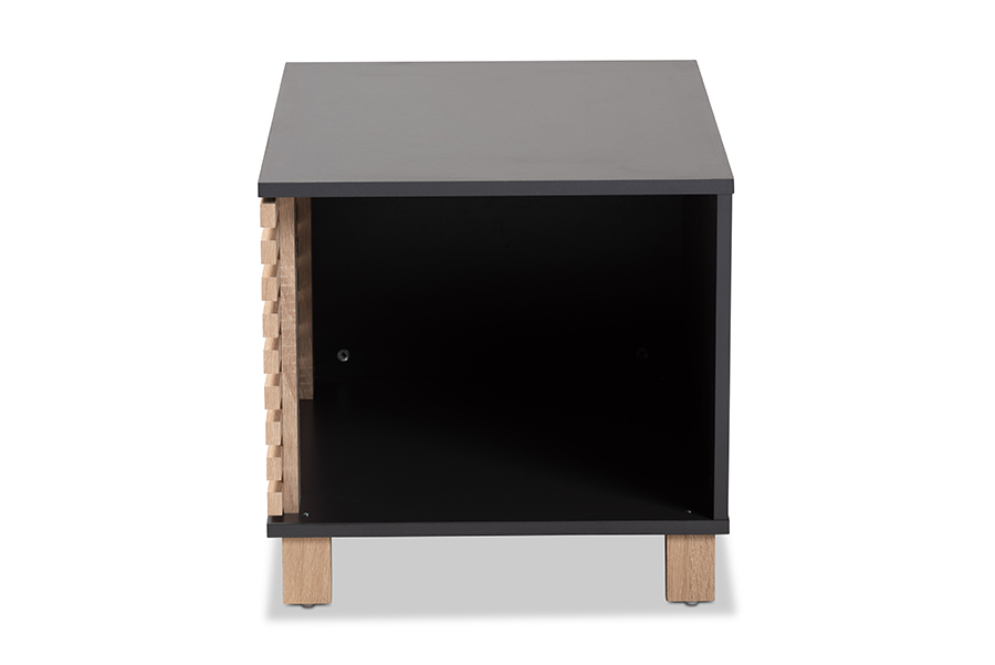 Picture of Baxton Studio SECHC150130WI-Dark Grey-Hana Oak-Cat House 18.1 x 31.5 x 18.9 in. Eckhart Modern & Contemporary Two-Tone Wood Cat Litter Box Cover House&#44; Dark Grey & Oak