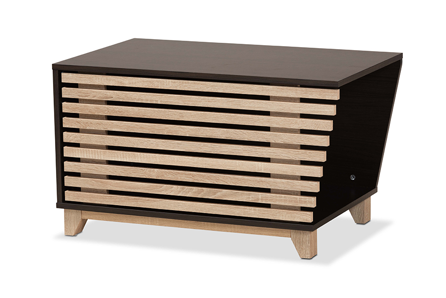 Picture of Baxton Studio SECHC150130WI-Modi Wenge-Hana Oak-Cat House 18.1 x 31.5 x 18.9 in. Eckhart Modern & Contemporary Two-Tone Wood Cat Litter Box Cover House&#44; Dark Brown & Oak
