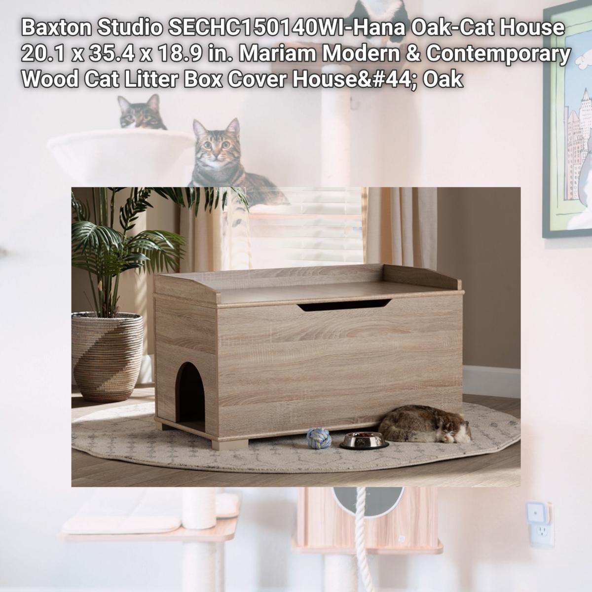 Picture of Baxton Studio SECHC150140WI-Hana Oak-Cat House 20.1 x 35.4 x 18.9 in. Mariam Modern & Contemporary Wood Cat Litter Box Cover House&#44; Oak