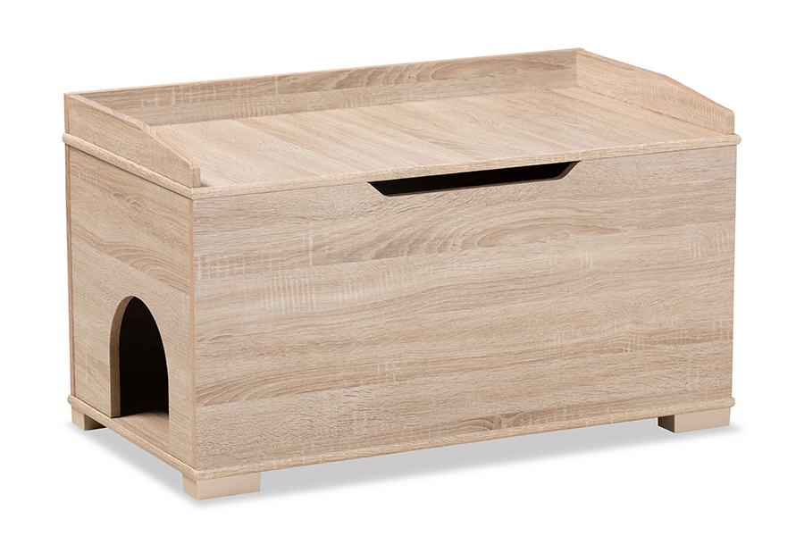 Picture of Baxton Studio SECHC150140WI-Hana Oak-Cat House 20.1 x 35.4 x 18.9 in. Mariam Modern & Contemporary Wood Cat Litter Box Cover House&#44; Oak