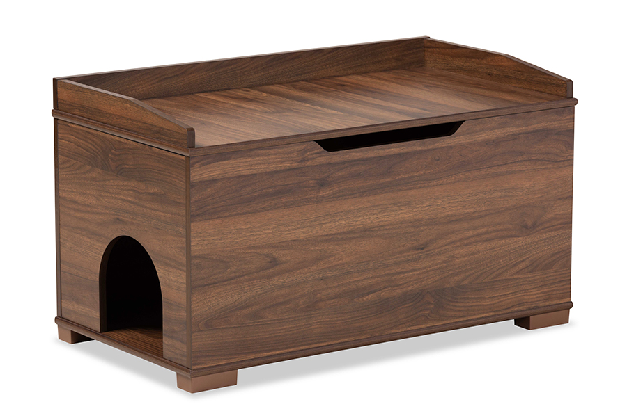Picture of Baxton Studio SECHC150140WI-Walnut-Cat House 20.1 x 35.4 x 18.9 in. Mariam Modern & Contemporary Wood Cat Litter Box Cover House&#44; Walnut Brown