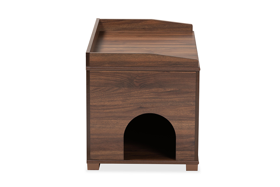 Picture of Baxton Studio SECHC150140WI-Walnut-Cat House 20.1 x 35.4 x 18.9 in. Mariam Modern & Contemporary Wood Cat Litter Box Cover House&#44; Walnut Brown