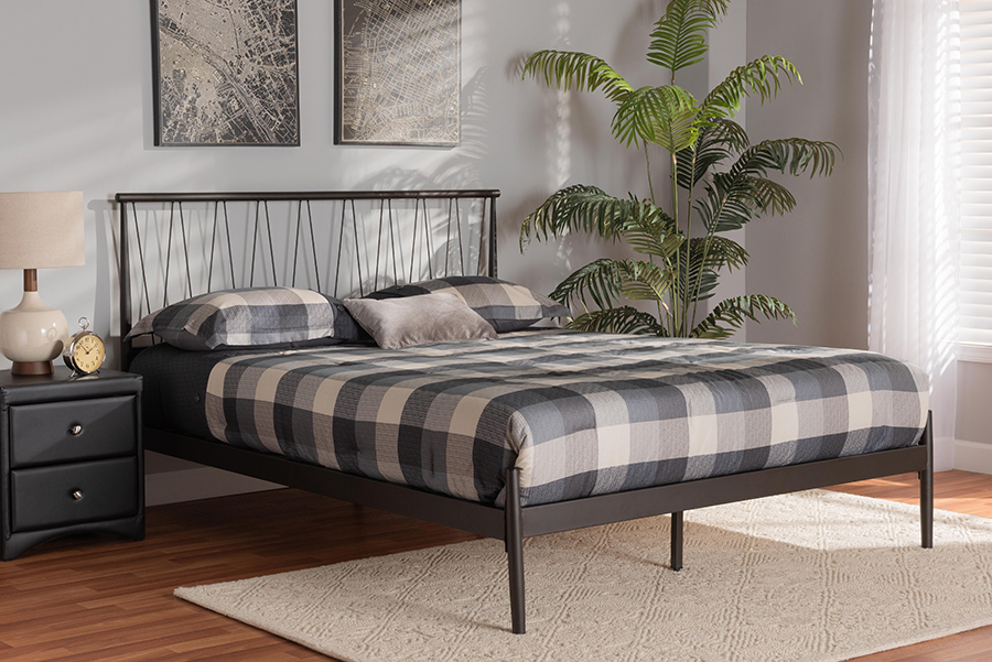 TS-Lidia-Black-Full Samir Modern Industrial Black Finished Metal Platform Bed - Full Size