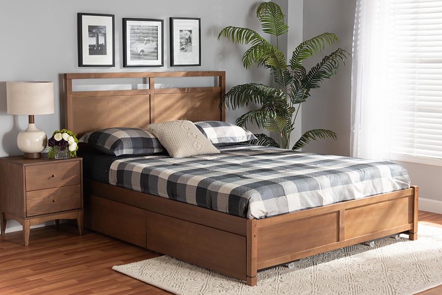 MG0068-Walnut-4DW-Full-Bed Saffron Modern & Contemporary Walnut Brown Finished Wood Full Size 4-Drawer Platform Storage Bed -  Baxton Studio, 193271182534