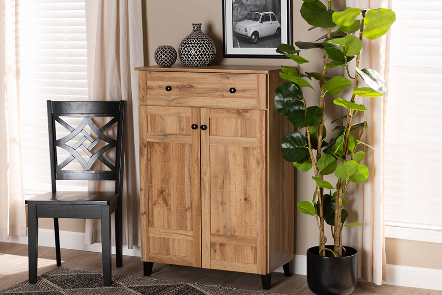 Picture of Baxton Studio FP-1203-Wotan Oak Glidden Modern & Contemporary Oak Brown Finished Wood 1-Drawer Shoe Storage Cabinet