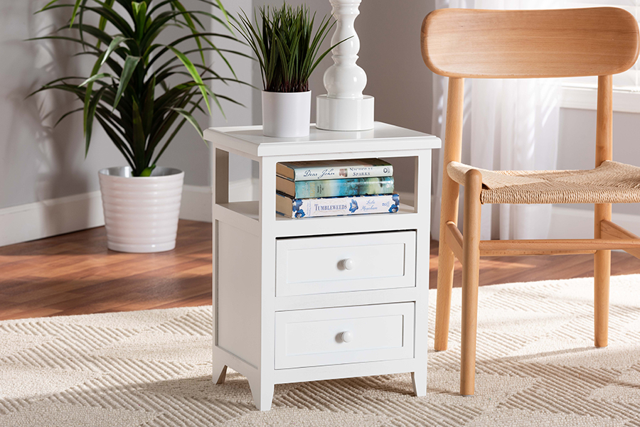 Picture of Baxton Studio FZCB190808-White Wooden-2DW-NS Karsen Modern & Contemporary White Finished Wood 2-Drawer Nightstand
