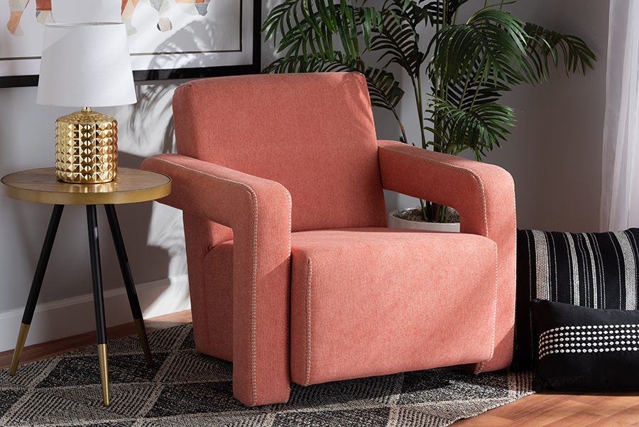 Picture of Baxton Studio 2018-Red-CC Madian Modern & Contemporary Light Red Fabric Upholstered Armchair&#44; 40.63 x 21 x 18.25 in.
