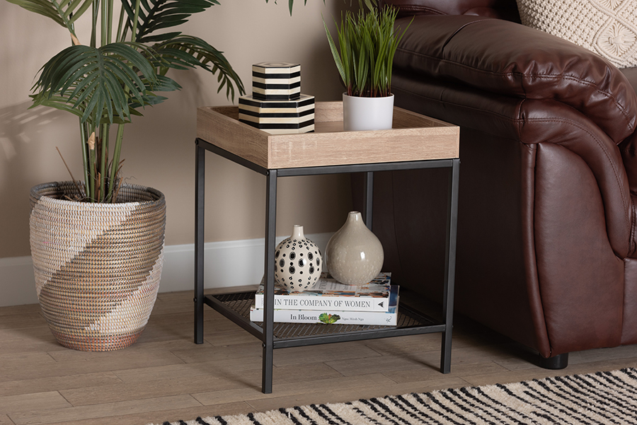 Picture of Baxton Studio 193271259250 Overton Modern Industrial Wood & Metal Finished End Table&#44; Oak Brown & Black