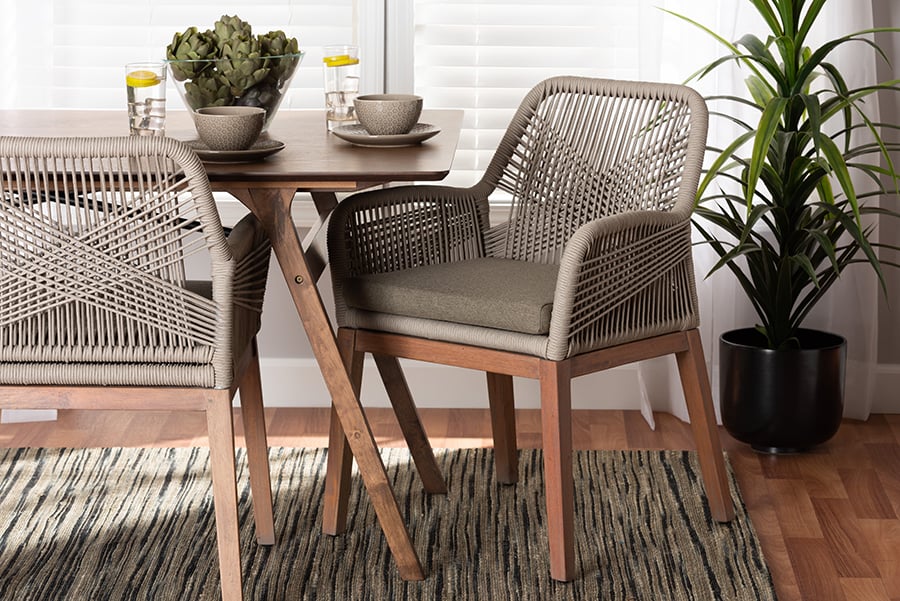 Jennifer Mid-Century Dining Arm Chair - Gray - Fully Assembled - Comfortable Design