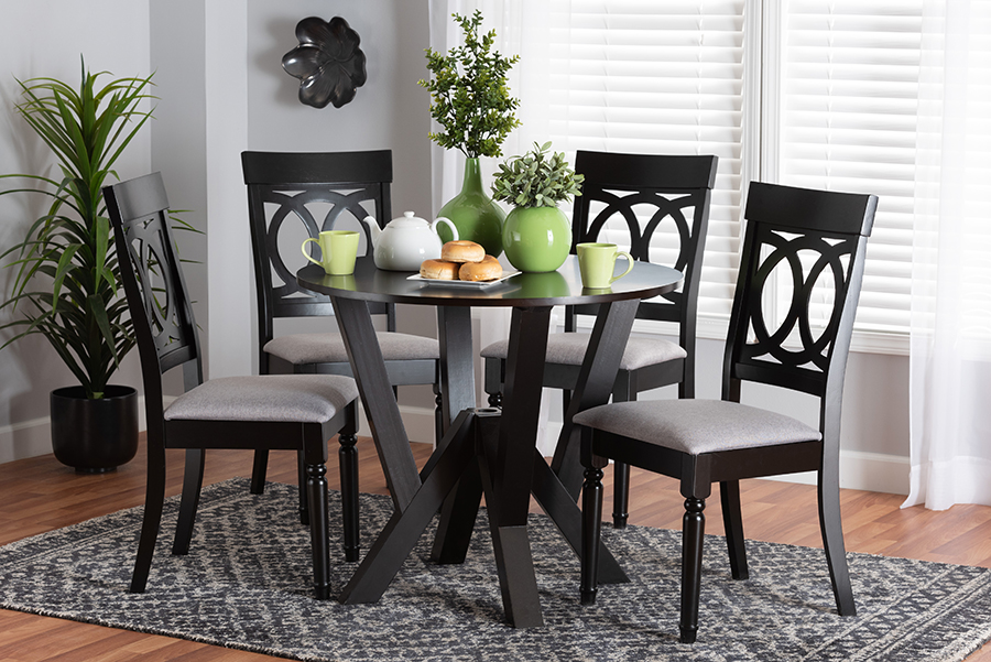 193271150113 Angie Modern Wood Dining Set, Grey & Dark Brown - 5 Piece