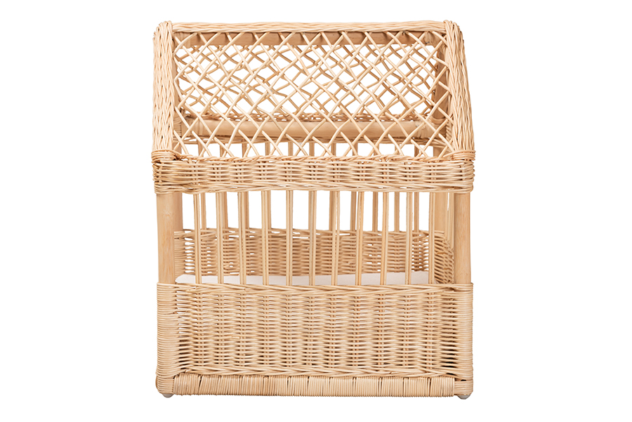 Picture of Baxton Studio 193271385041 Pieta Modern Bohemian Rattan Pet Bed&#44; White & Natural Brown