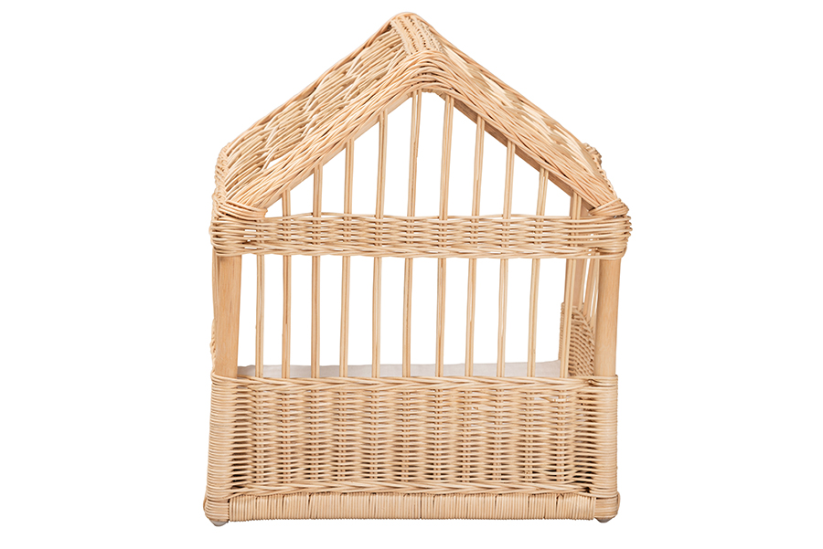 Picture of Baxton Studio 193271385041 Pieta Modern Bohemian Rattan Pet Bed&#44; White & Natural Brown