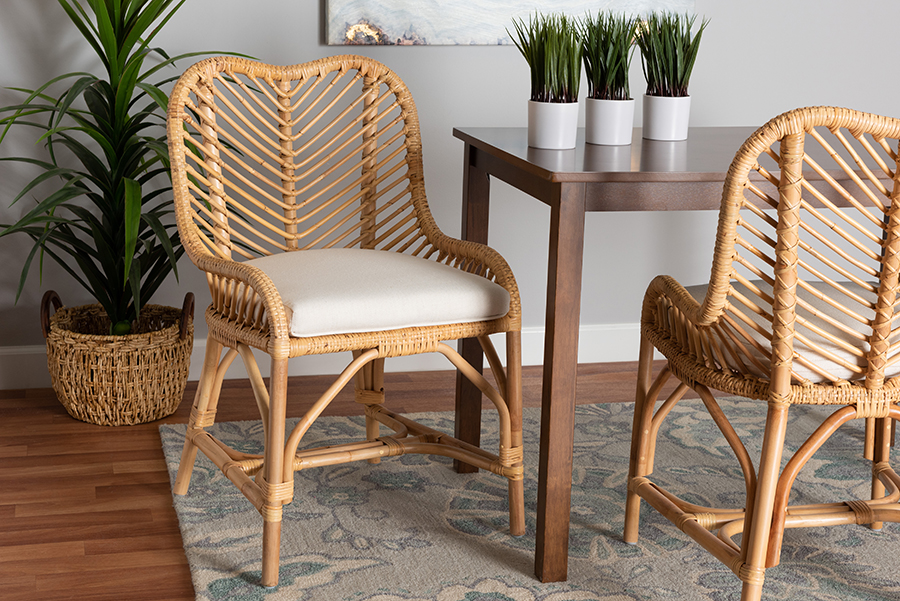 Picture of Bali & Pari 193271364312 22 x 25.6 x 36.2 in. Arween Modern Bohemian Natural Brown Rattan Dining Chair