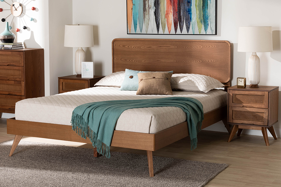 Picture of Baxton Studio 193271433803 57.10 x 77.40 x 14.90 in. Demeter Mid-Century Modern Wood Full Size Bedroom Set&#44; Walnut Brown - 3 Piece