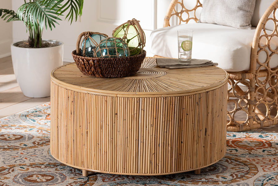 193271414161 Miami Bohemian Light Honey Rattan Coffee Table