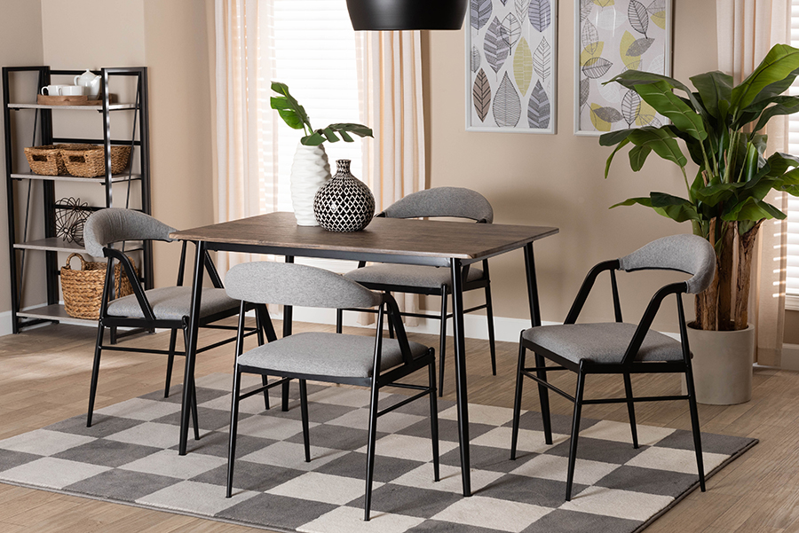Picture of Baxton Studio 193271445981 Orrin Modern Industrial Gray Fabric & Black Metal Dining Set - 5 Piece