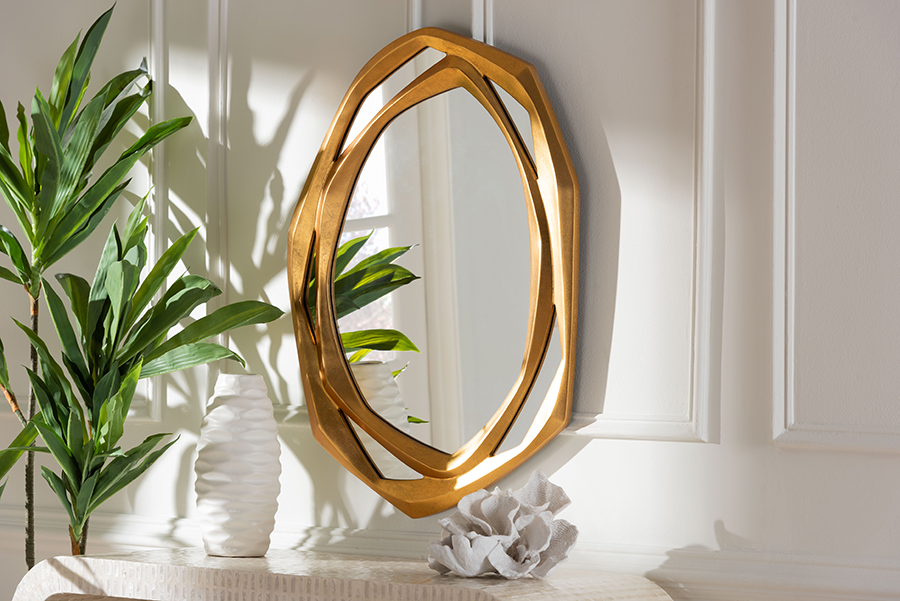 193271453085 Halen Accent Wall Mirror, Antique Gold Leaf