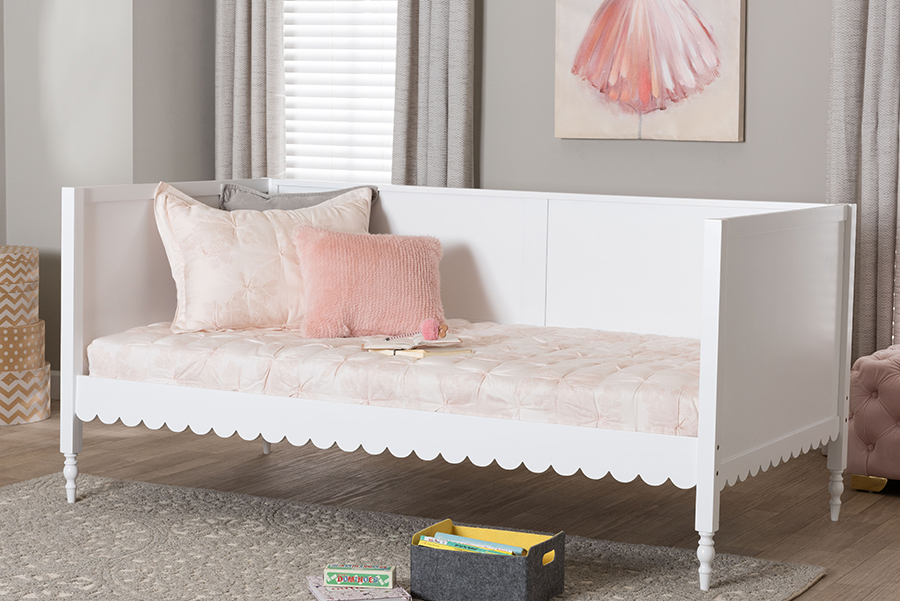 Picture of Baxton Studio 193271451722 Roni Modern White Wood Daybed with Scalloped Edges&#44; Twin Size