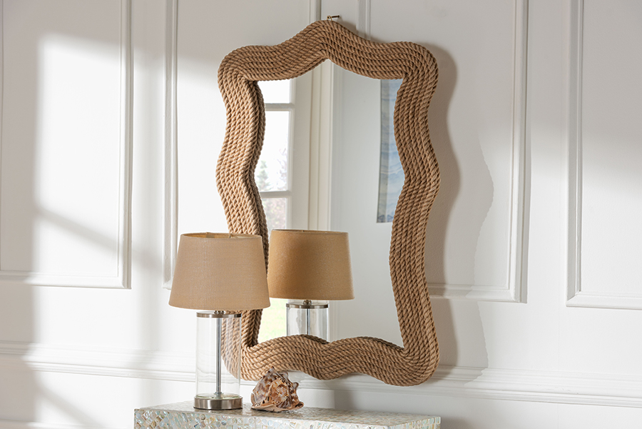 Picture of bali & pari 193271456185 Quiana Coastal Woven Rope Accent Wall Mirror&#44; Natural Brown