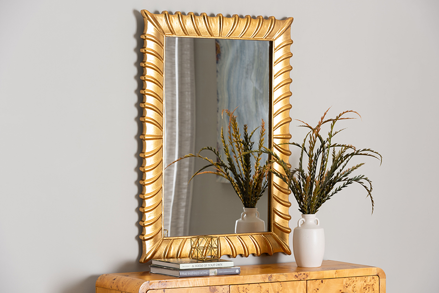 Picture of Baxton Studio 193271453139 Ygritte Accent Wall Mirror&#44; Antique Goldleaf