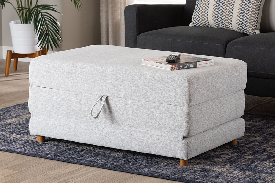 Picture of Baxton Studio 193271445899 Sabriel Modern Light Grey Fabric Convertible Sleeper Ottoman