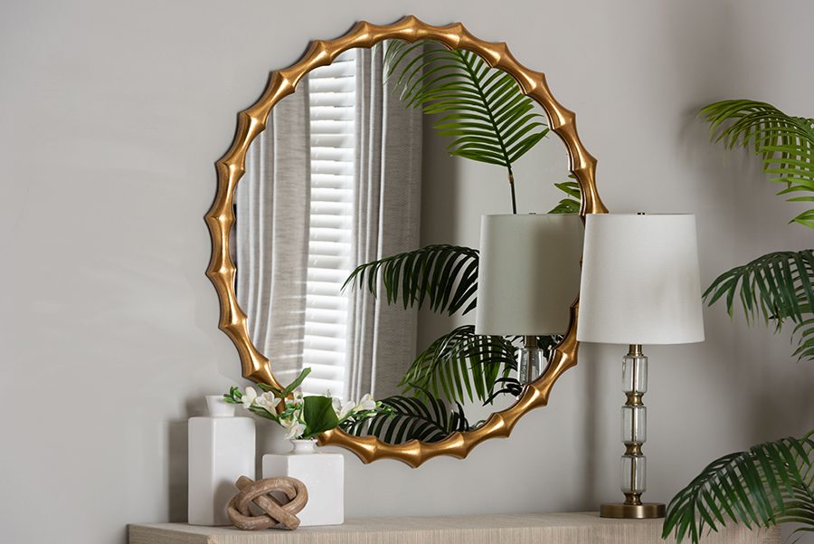 Picture of Baxton Studio 193271452316 Everette Antique Goldleaf Bamboo-Border Accent Wall Mirror