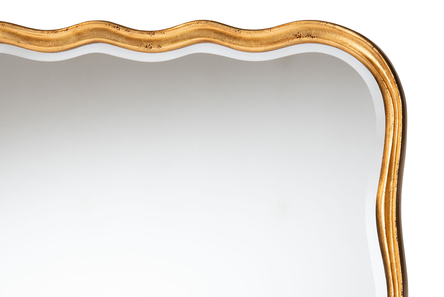 Picture of Baxton Studio 193271453009 Fredrika Antique Goldleaf Scalloped Wood Accent Wall Mirror