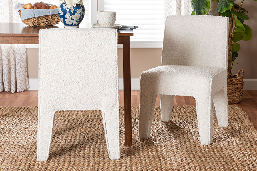 Picture of Baxton Studio 193271461431 Helios Boucle Modern Armless Upholstered Accent Dining Chair&#44; Cream - Set of 2