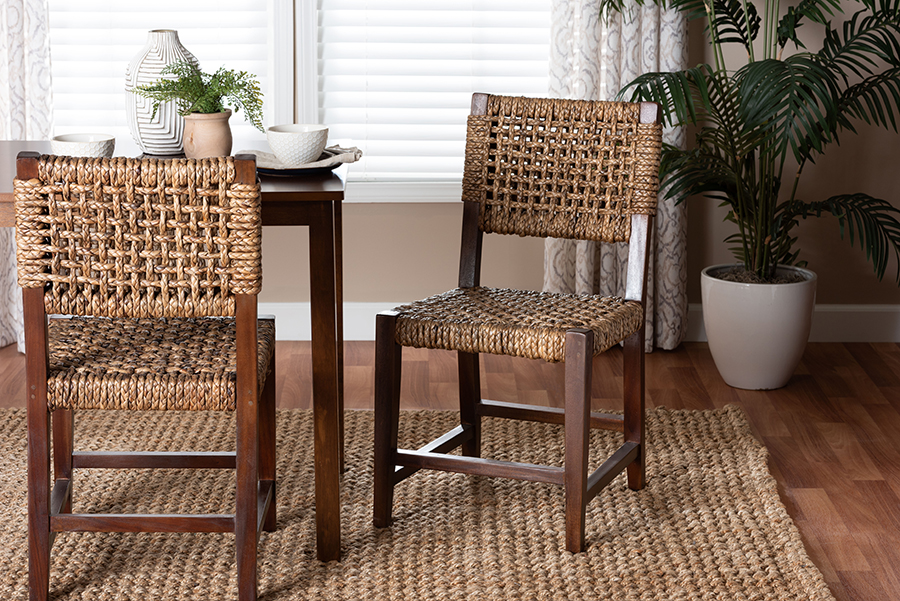 Picture of Bali & Pari 193271464494 Alise Handwoven Seagrass Dining Chair with Mahogany Wood Frame - Woven Back & Seat Chair - Natural & Earthy Brown