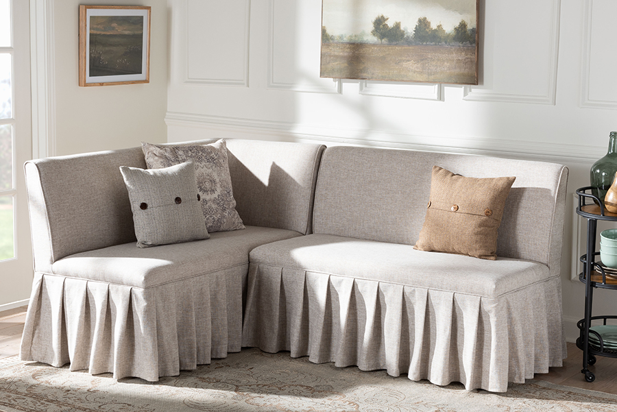 193271469215 Bryna Dining Nook Bench Set - Beige & Dark Brown