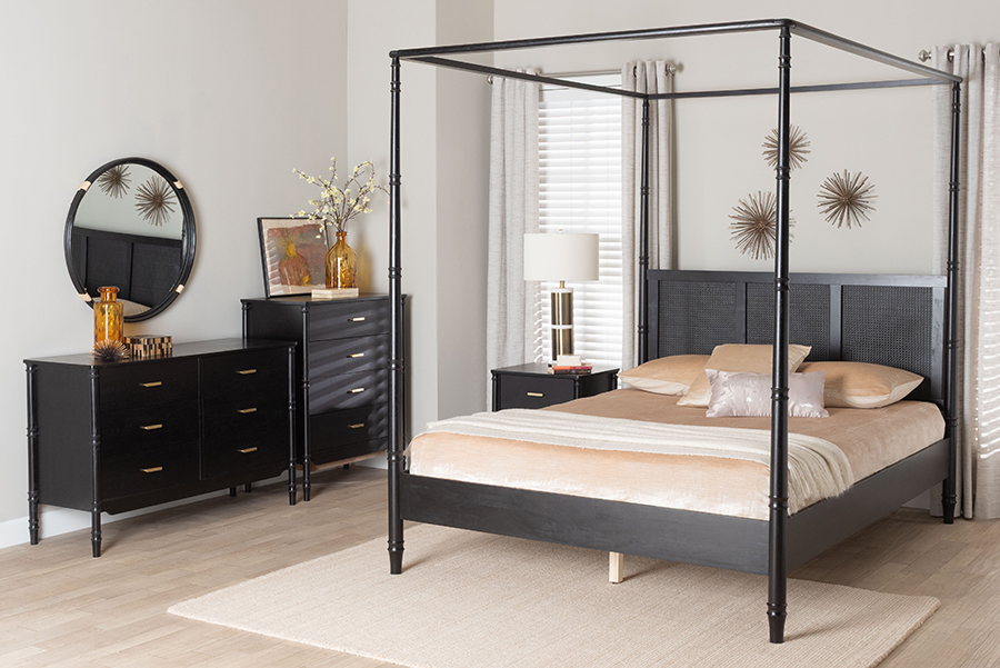 Picture of Baxton Studio 193271472710 Marisela Bedroom Set - Black - King Size