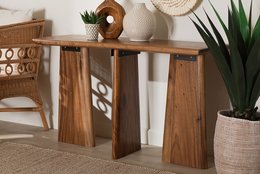 193271469406 Caruso Suar Wood Console Table - Live Edge Statement Table for Entryway or Living Room, Natural