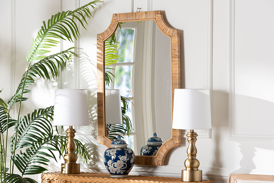 193271494552 Thiago Natural Rattan Wall Mirror - Honey