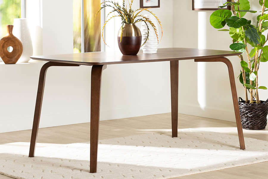 193271496556 59.10 x 35.40 x 29.50 in. Billie Wood Dining Table with Rectangular Top for Kitchen or Dining Room, Walnut Brown