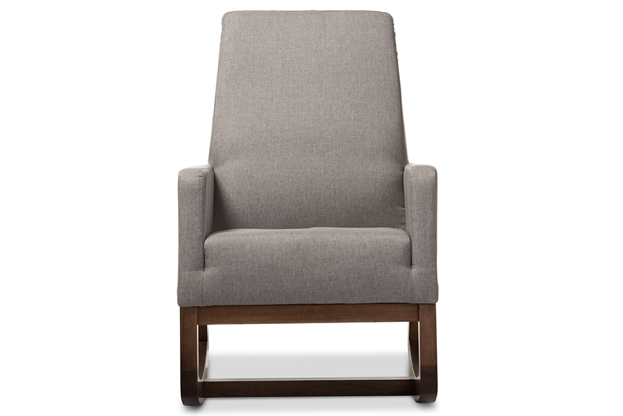 Picture of Baxton Studio BBT5199-Grey Yashiya Mid-century Retro Modern Grey Fabric Upholstered Rocking Chair