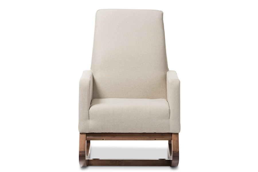 Picture of Baxton Studio BBT5199-Light Beige Yashiya Mid-century Retro Modern Light Beige Fabric Upholstered Rocking Chair