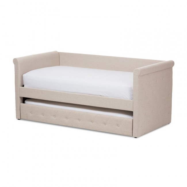 Picture of Baxton Studio CF8825-Light Beige-Daybed Alena Modern & Contemporary Light Beige Fabric Daybed with Trundle