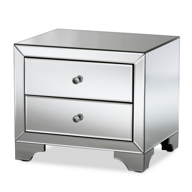 Picture of Baxton Studio RXF-782 Farrah Hollywood Regency Glamour Style Mirrored 2-Drawer Nightstand